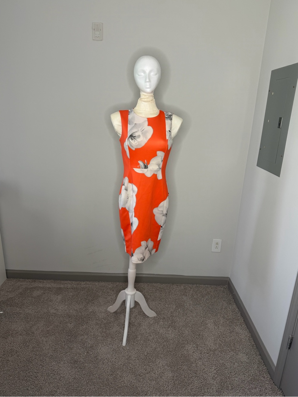 Calvin Klein Orange Floral Sheath Dress